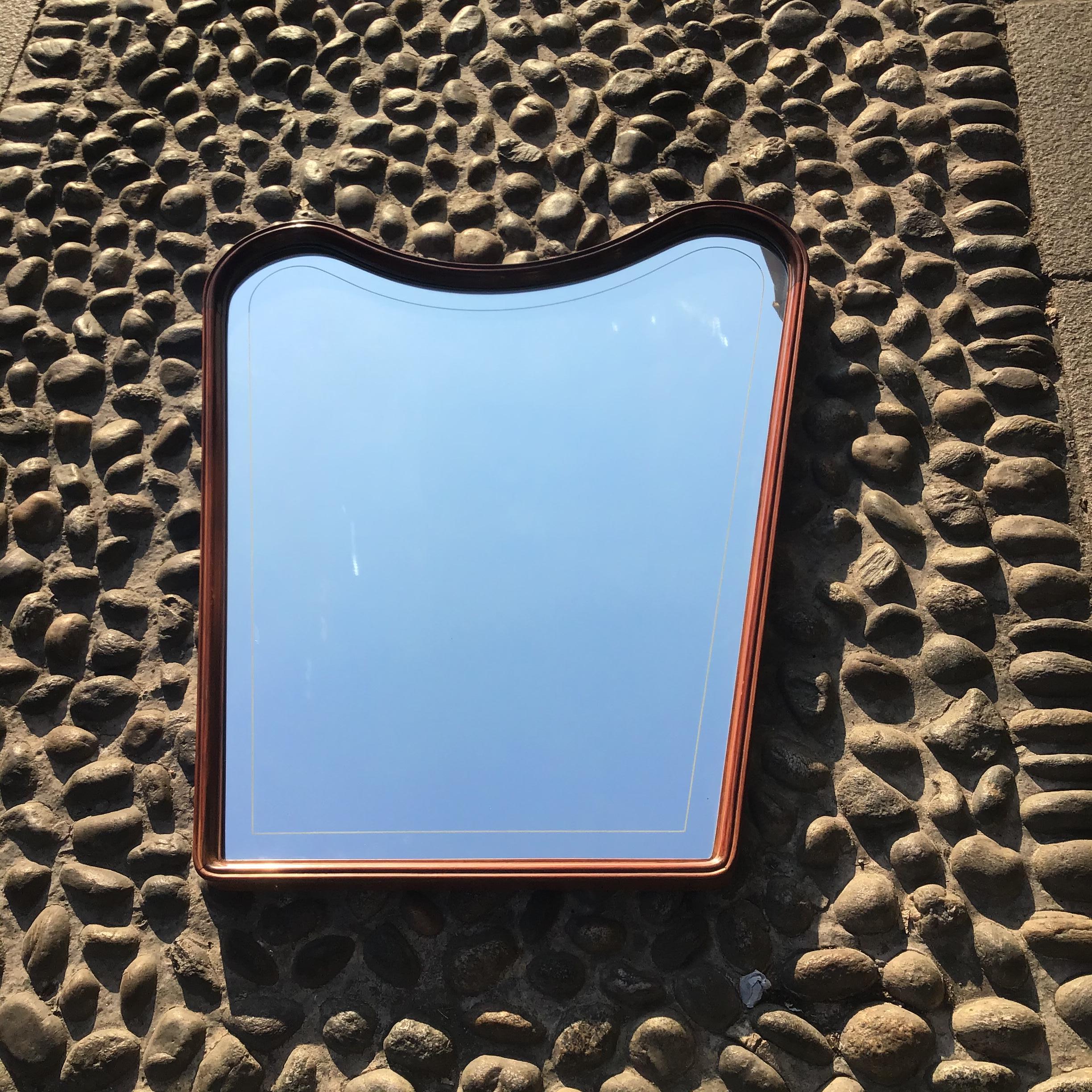 Osvaldo Borsani Wall Mirror Wood Glass, 1950, Italy  For Sale 1