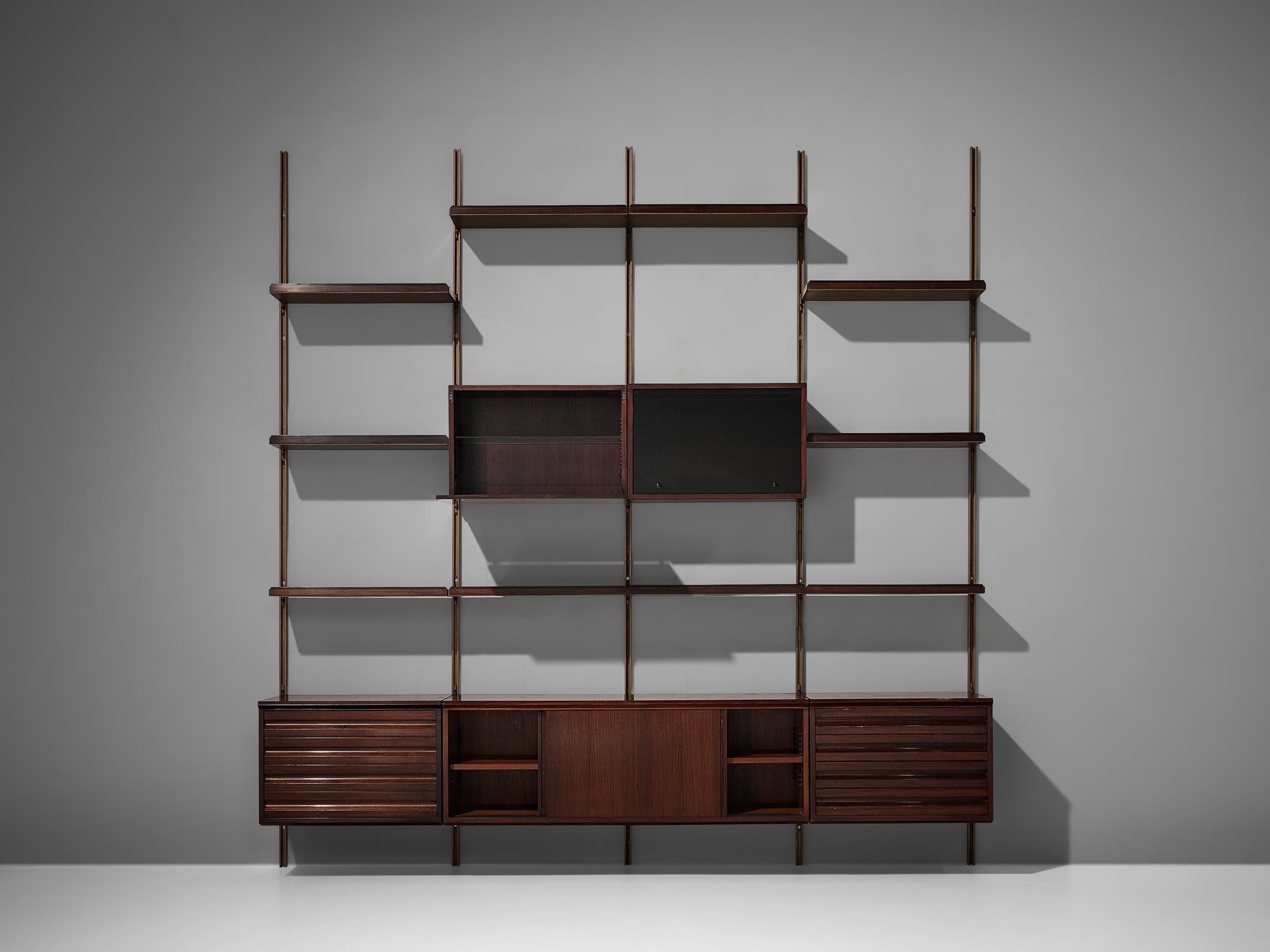 Metal Osvaldo Borsani Wall Unit E22 for Tecno in Rosewood