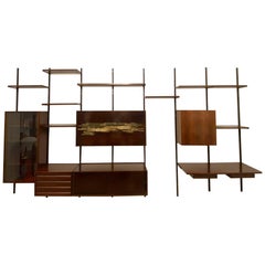 Osvaldo Borsani Wall Unit E22 in Rosewood with Arnaldo Pomodoro Sculpture