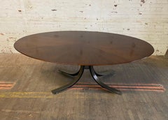 Osvaldo Borsani Walnut & Bronzed Steel Oval Dining Table, c. 1970