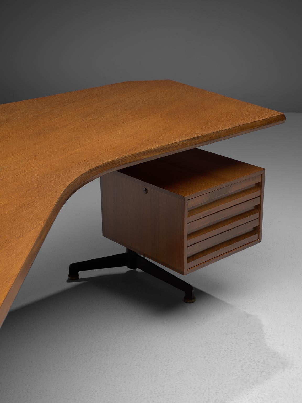 Mid-20th Century Osvaldo Borsani Wooden 'Boomerang' Desk