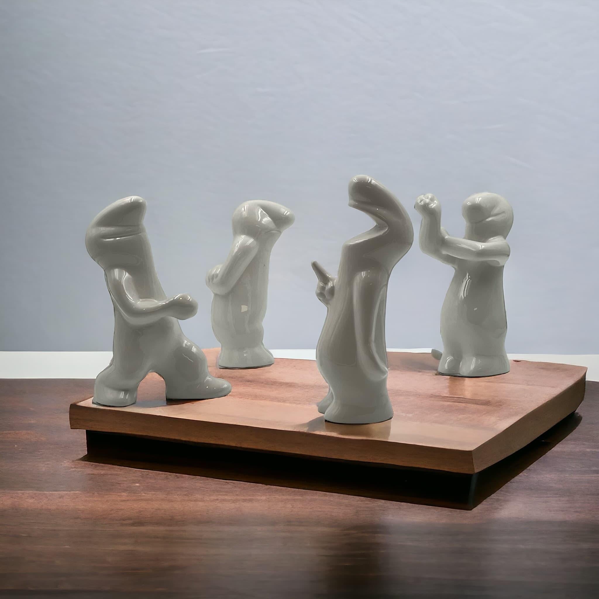 Osvaldo Cavandoli 'La Linea' - Pop Art 1960s - Set of Four Ceramic Figurines 5