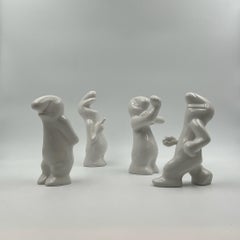 Osvaldo Cavandoli 'La Linea' - Pop Art 1960s - Set of Four Ceramic Figurines