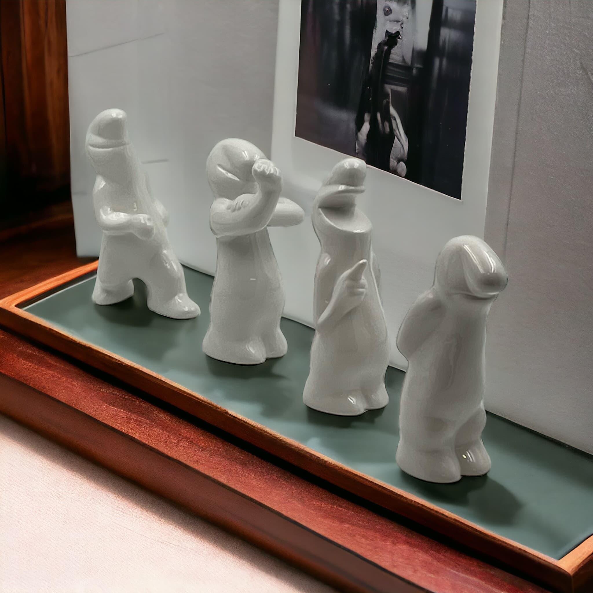 Osvaldo Cavandoli 'La Linea' - Pop Art 1960s - Set of Four Ceramic Figurines 1