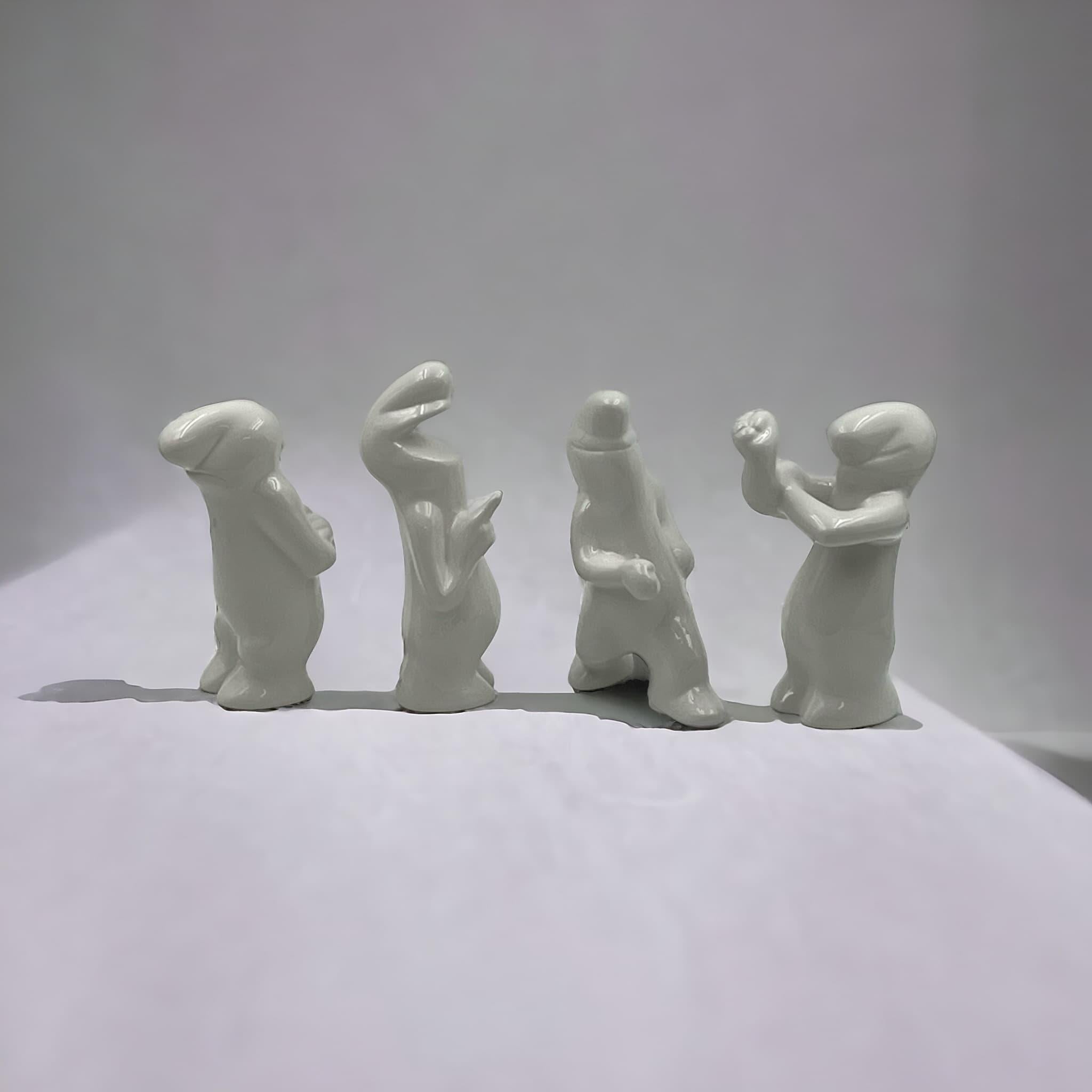Osvaldo Cavandoli 'La Linea' - Pop Art 1960s - Set of Four Ceramic Figurines 2