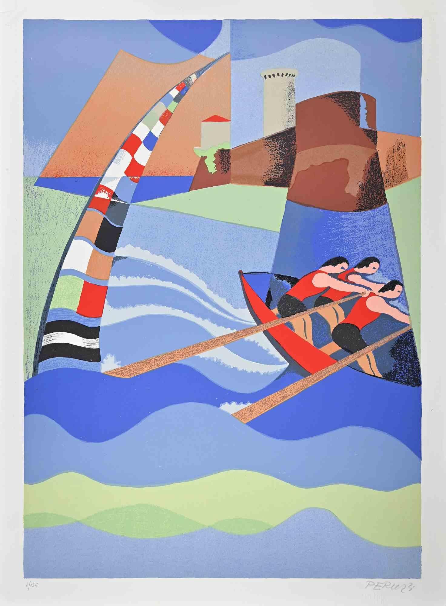 Maritime Palio -  Lithograph by Osvaldo Peruzzi - 1988