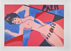 Retro Nude of Woman - Lithograph by Osvaldo Peruzzi - 1988