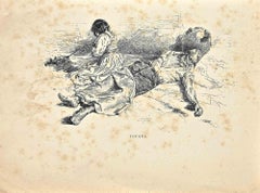Le repos profond - Gravure sur bois d'Osvaldo Tofani - fin du 19e siècle