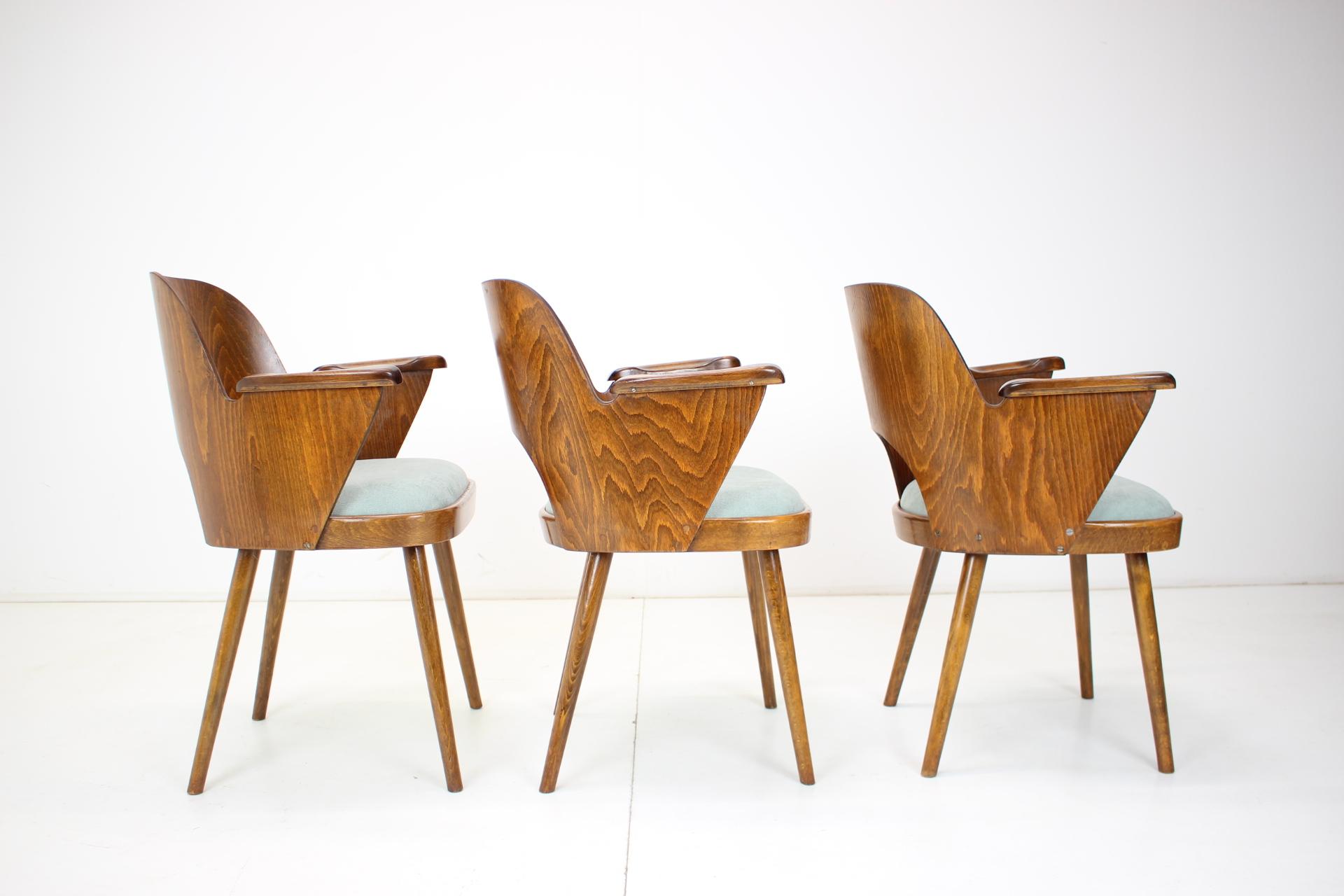 Fabric Oswald Haerdtl Beech Dining Chair, Czechoslovakia, 1960s For Sale