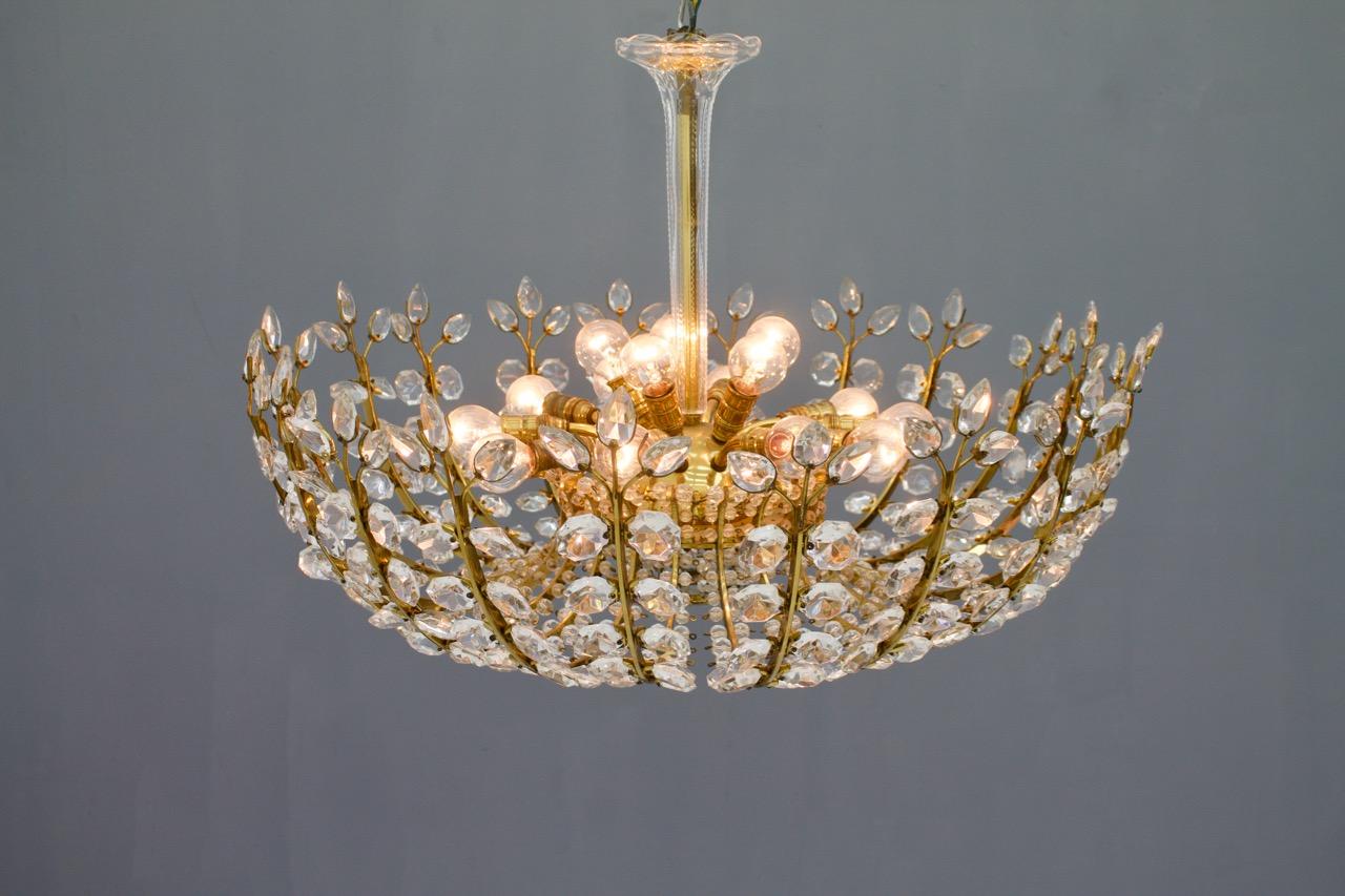 Oswald Haerdtl Brass and Crystal Glass Chandelier for Lobmeyr Austria, 1955 1