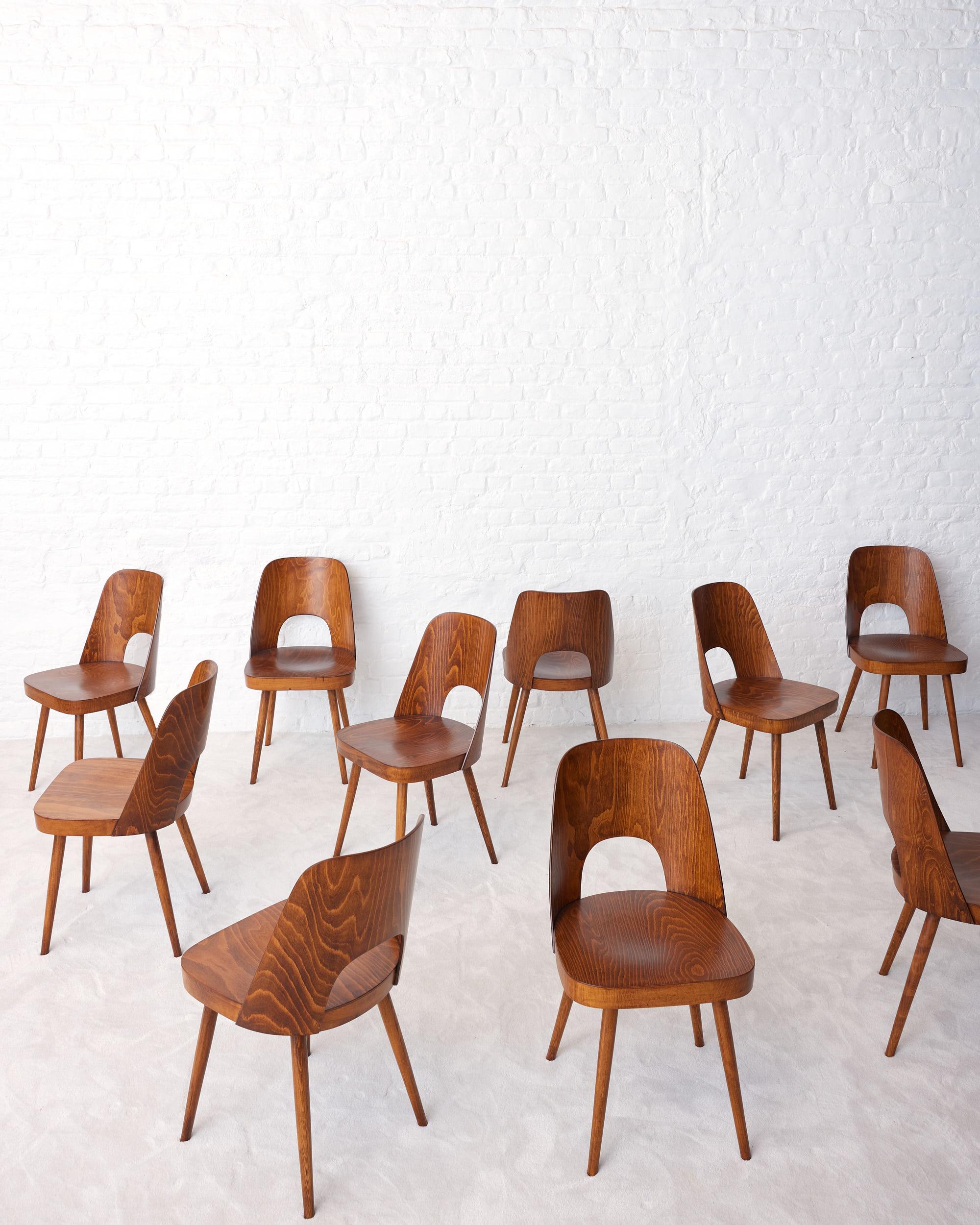 Metà XX secolo Set di 4 sedie da pranzo 