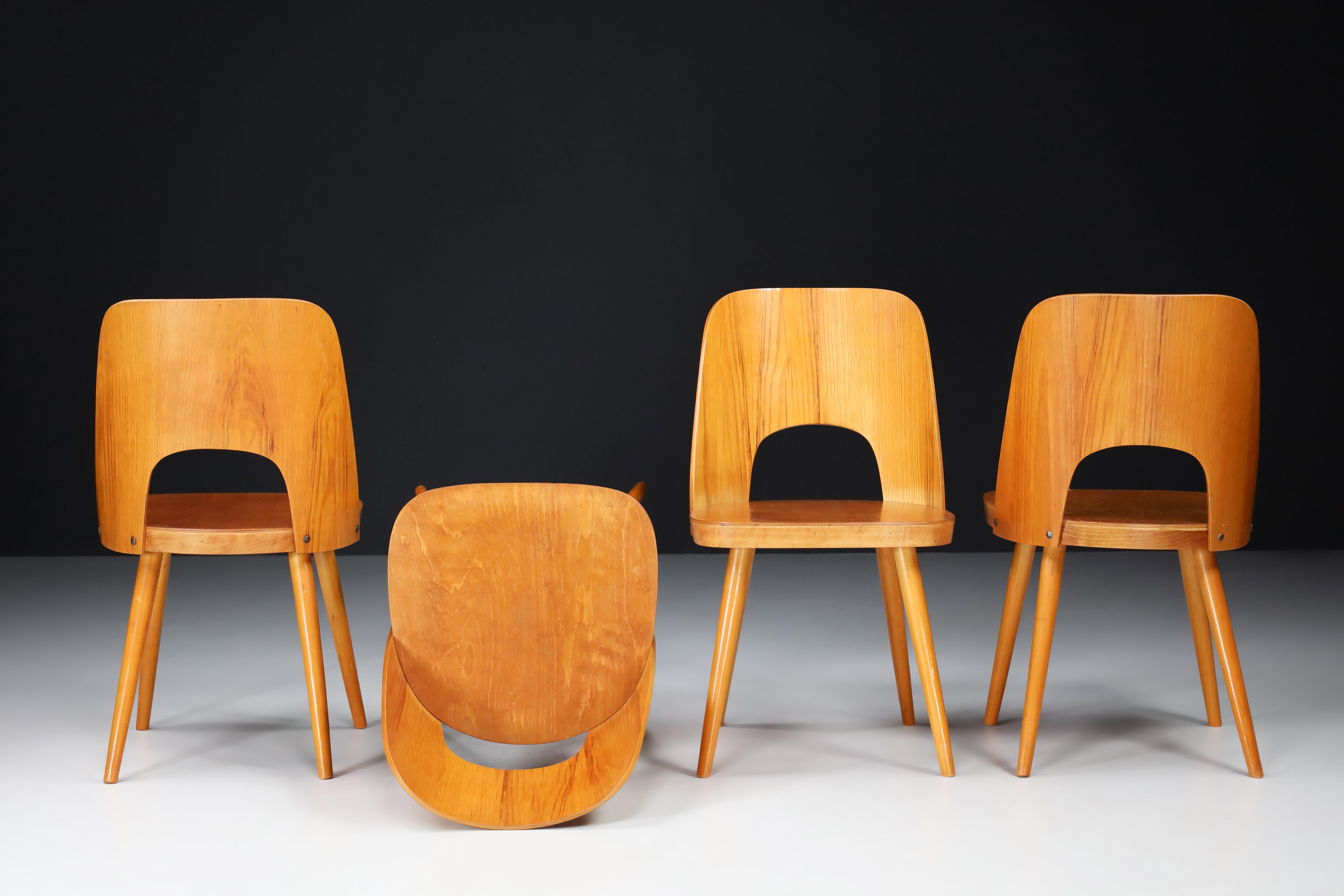 Czech Oswald Haerdtl Set of Four Chairs, the 1950s For Sale