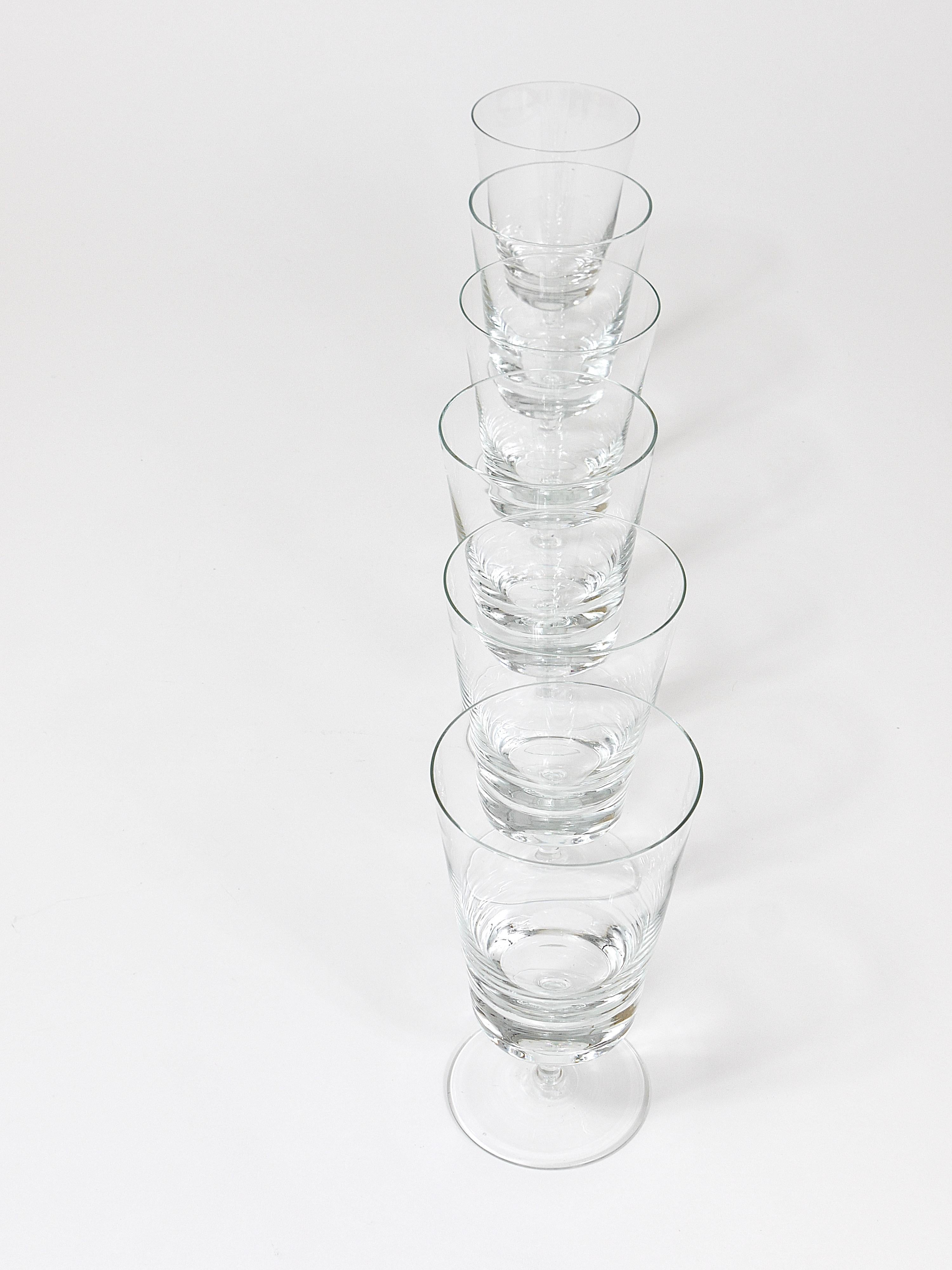 Oswald Haerdtl - Ensemble de six verres à vin en cristal du milieu du siècle, Autriche, années 1950 en vente 8