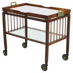 Oswald Haerdtl Wiener Moderne Nussbaum & Messing Barwagen, Servierwagen, 1950er Jahre