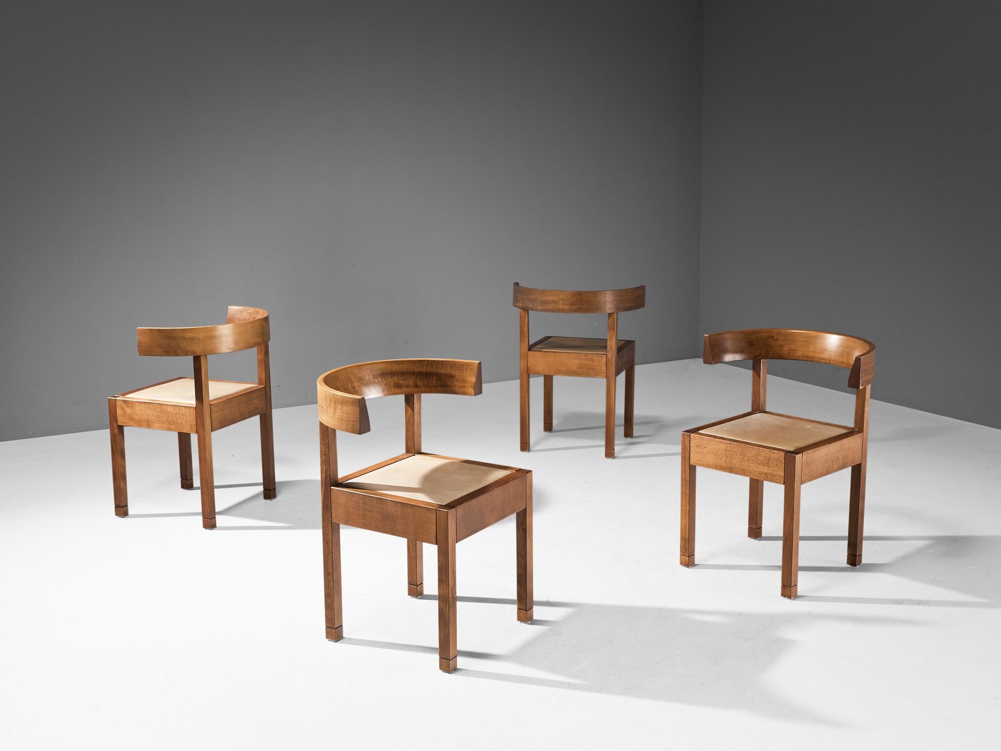Oswald Mathias Ungers for Draenert, set of four dining 'Leonardo' chairs, beech, leather, Germany, design 1988

This set of 'Leonardo' dining chairs are designed by Oswald Mathias Ungers. Professor Oswald Mathias Ungers was regarded as a strong