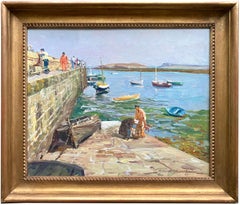 'Low Tide at Portivy, Brittany' by Oswald Poreau (Brussels 1877 – 1955 Waterloo)