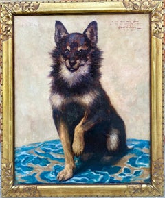 Oil painting of Dixie, a Pomeranian or Chihuahua, Life-sized Dog portrait , 1932