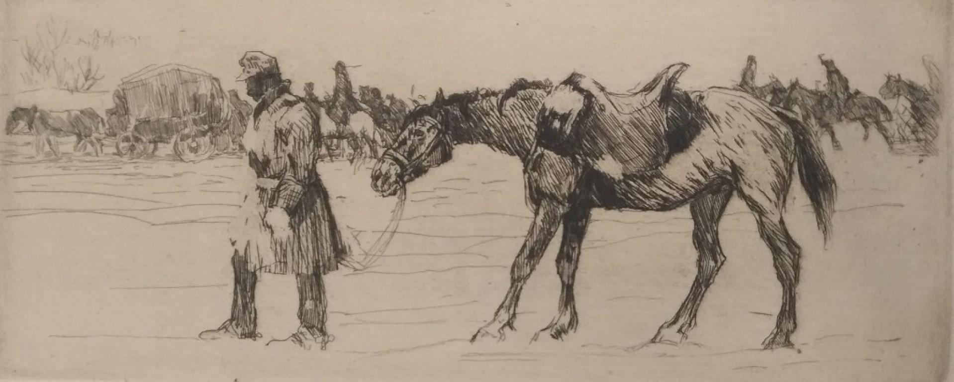 Oswald Roux Figurative Print - Krankes Pferd