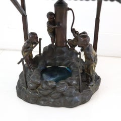 OSWALD SCHIMMELPFENNIG 1890 Table Lamp With Childrens In a Water Pump