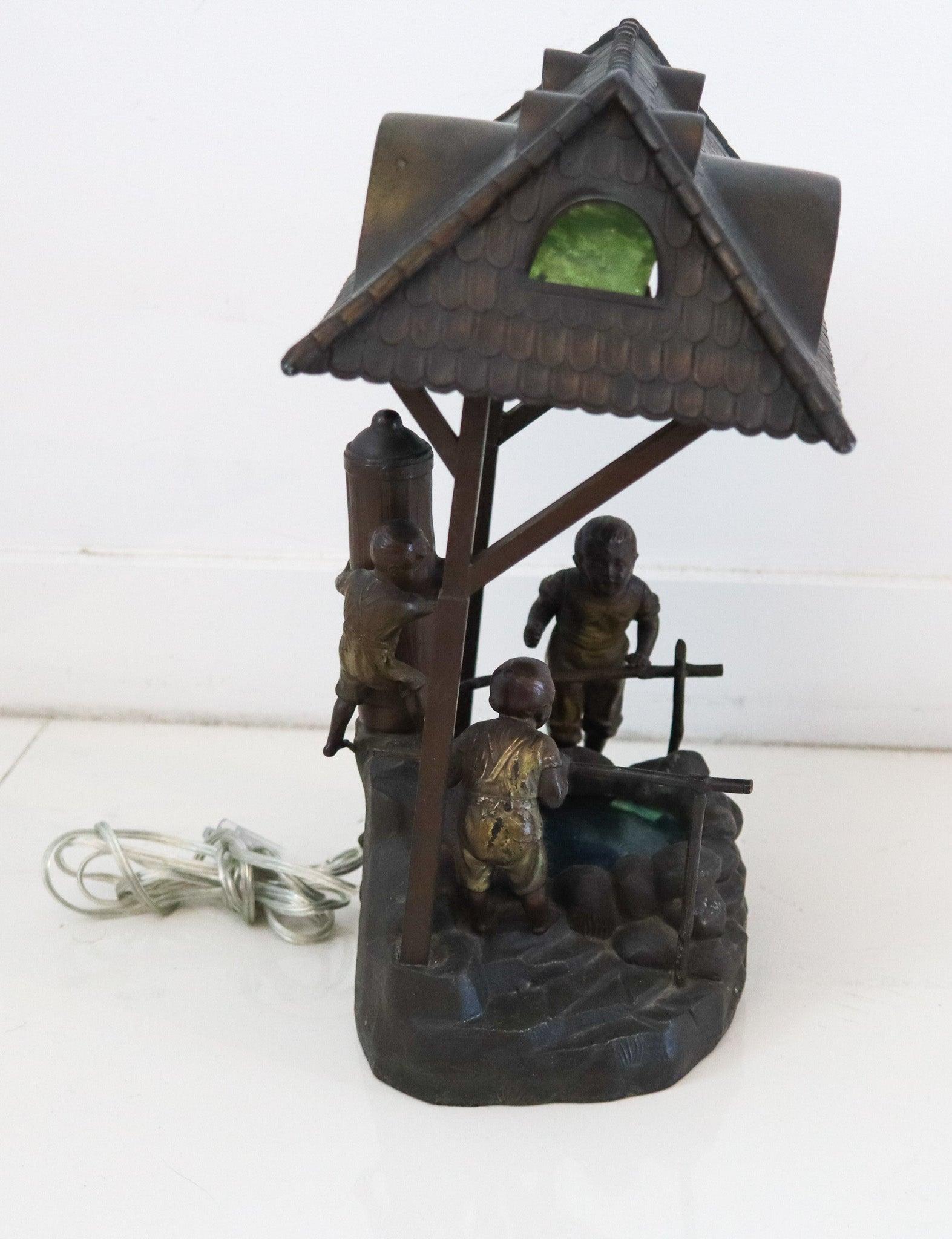Lampe de bureau osWALD SCHIMMELPFENNIG 1890 avec des enfants dans une pompe à eau Bon état - En vente à Miami, FL