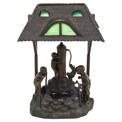 Antique OSWALD SCHIMMELPFENNIG 1890 Table Lamp With Childrens In a Water Pump
