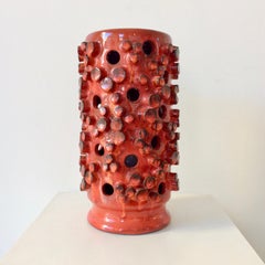 Red Ceramic Table Lamp, circa 1960, Belgium
