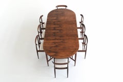 Gran mesa de comedor Oswald Vermaercke de palisandro Forma V Bélgica 1960