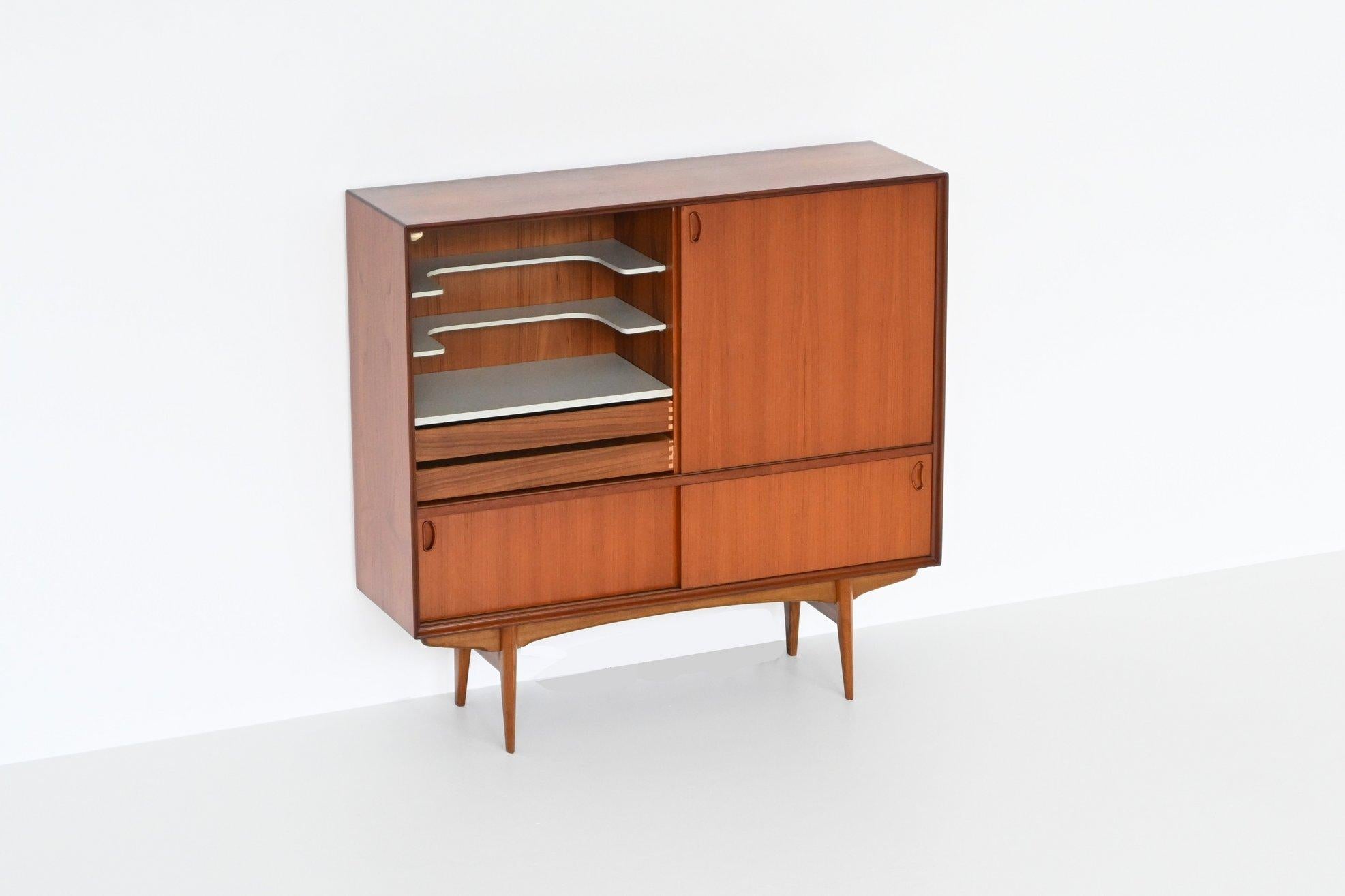 Oswald Vermaercke model Paola bar cabinet in teak V Form Belgium 1959 8