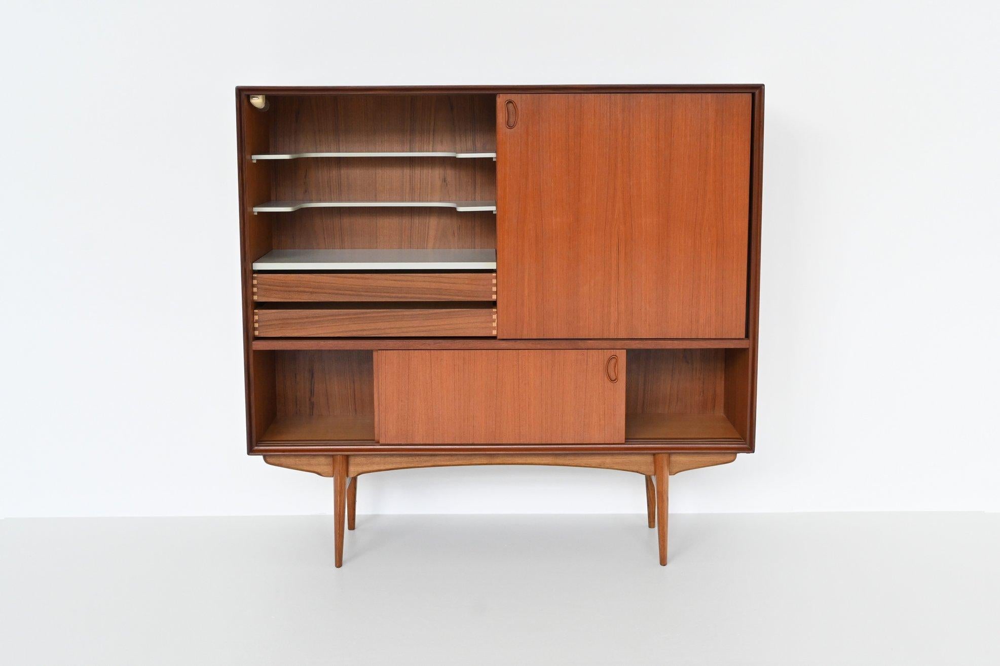 Scandinavian Modern Oswald Vermaercke model Paola bar cabinet in teak V Form Belgium 1959