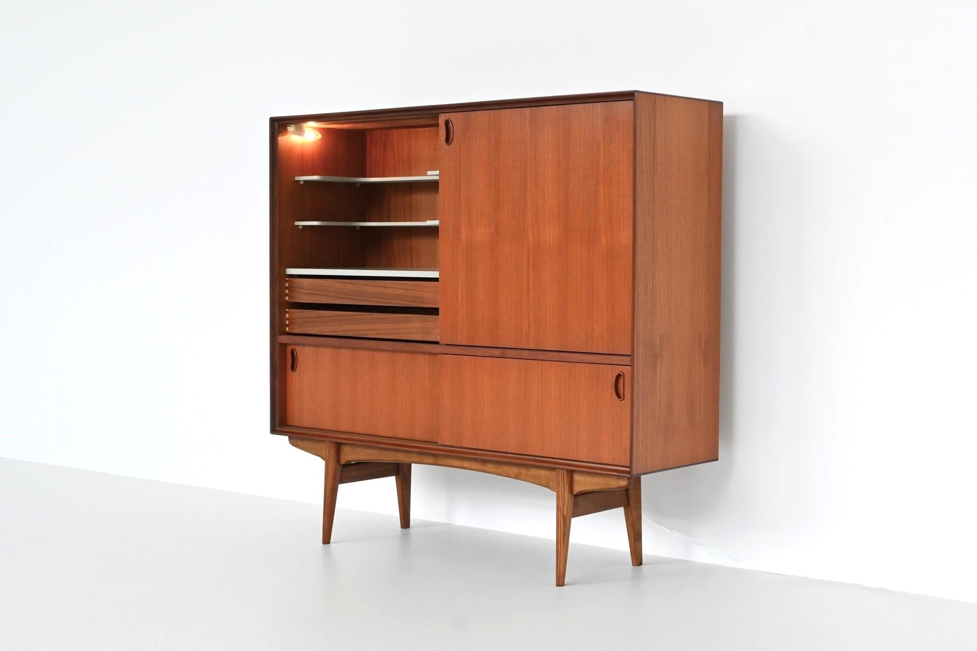 Belgian Oswald Vermaercke model Paola bar cabinet in teak V Form Belgium 1959