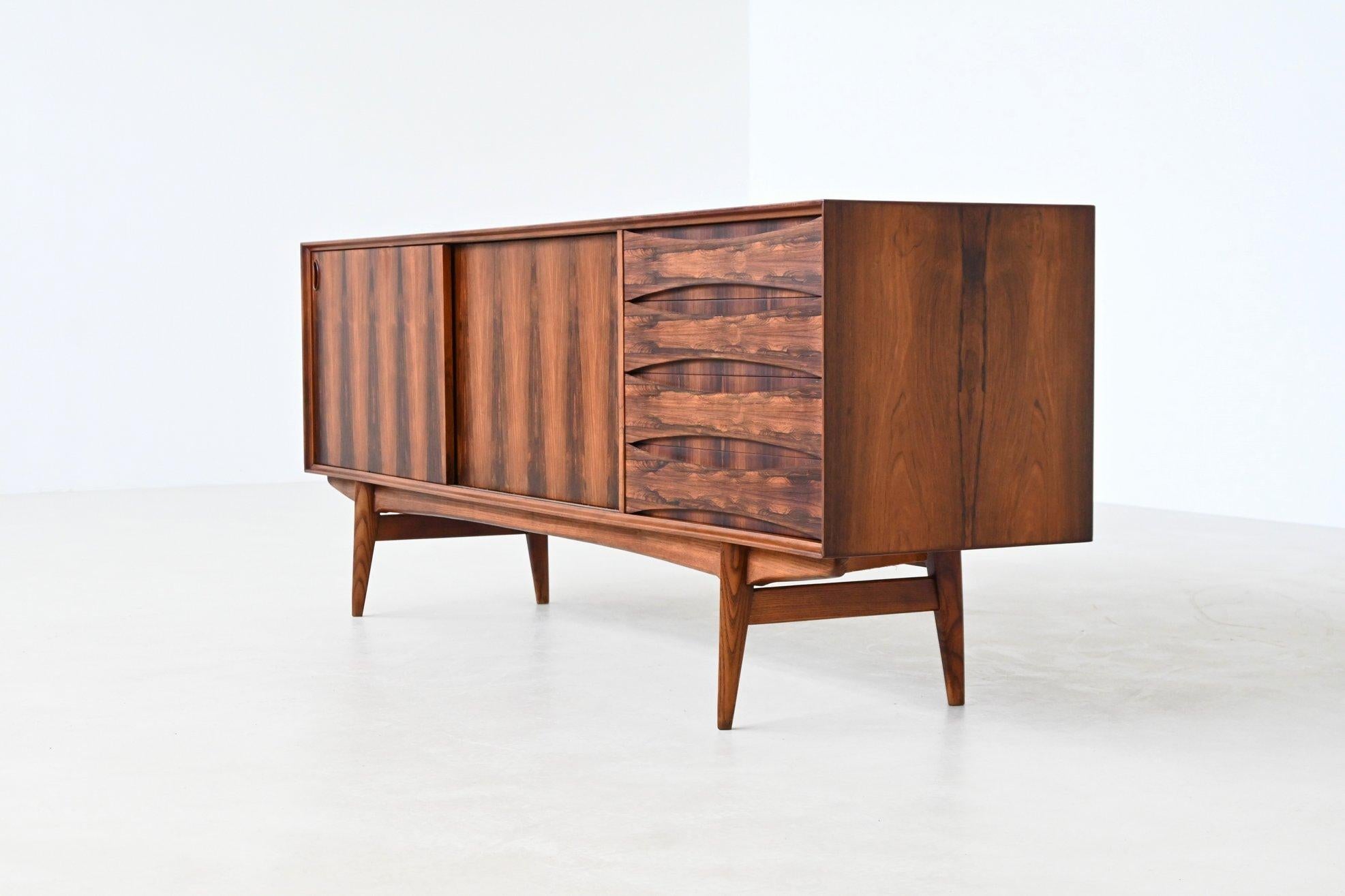 Scandinavian Modern Oswald Vermaercke 'Paola' sideboard rosewood V Form Belgium 1960 For Sale
