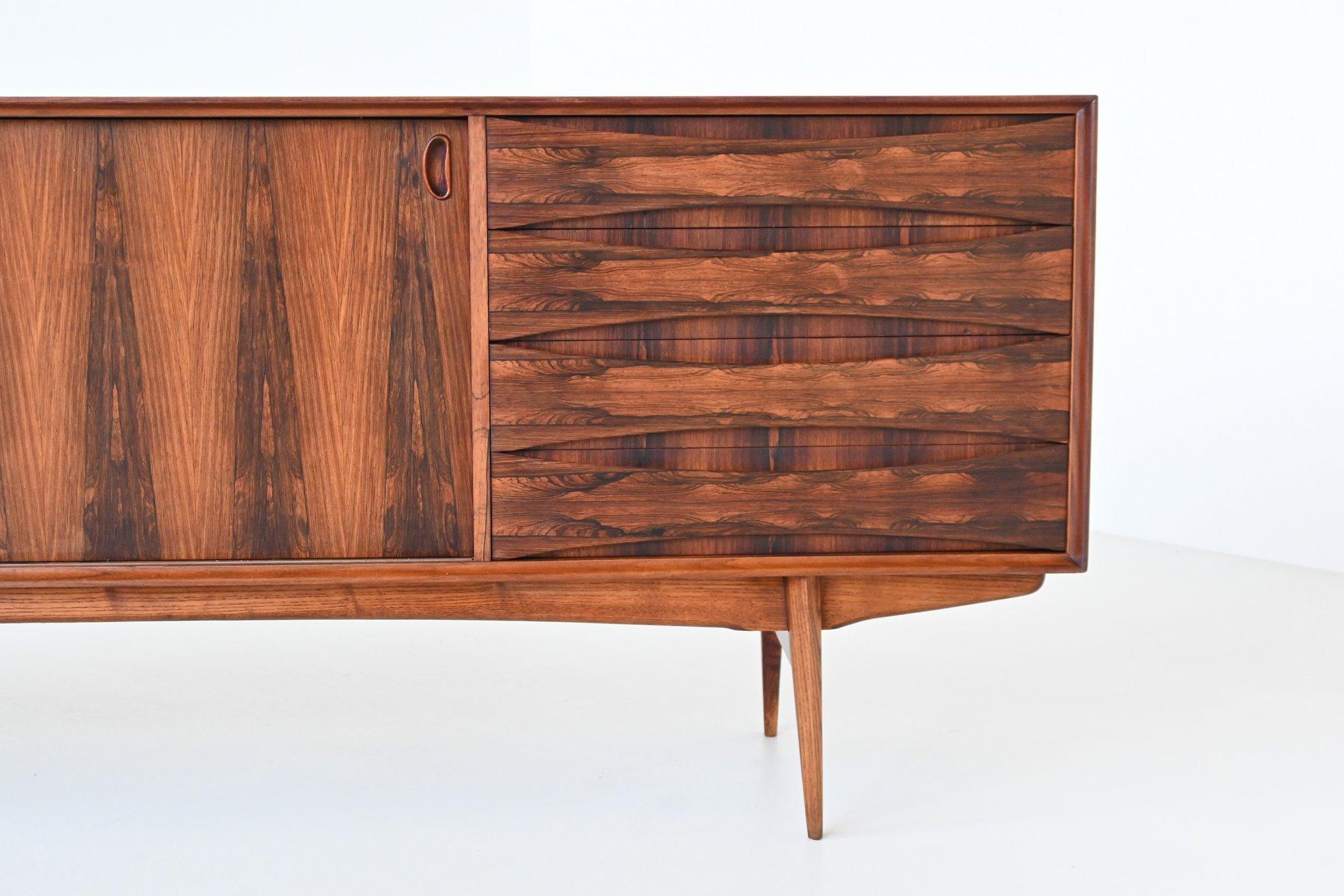Rosewood Oswald Vermaercke 'Paola' sideboard rosewood V Form Belgium 1960 For Sale