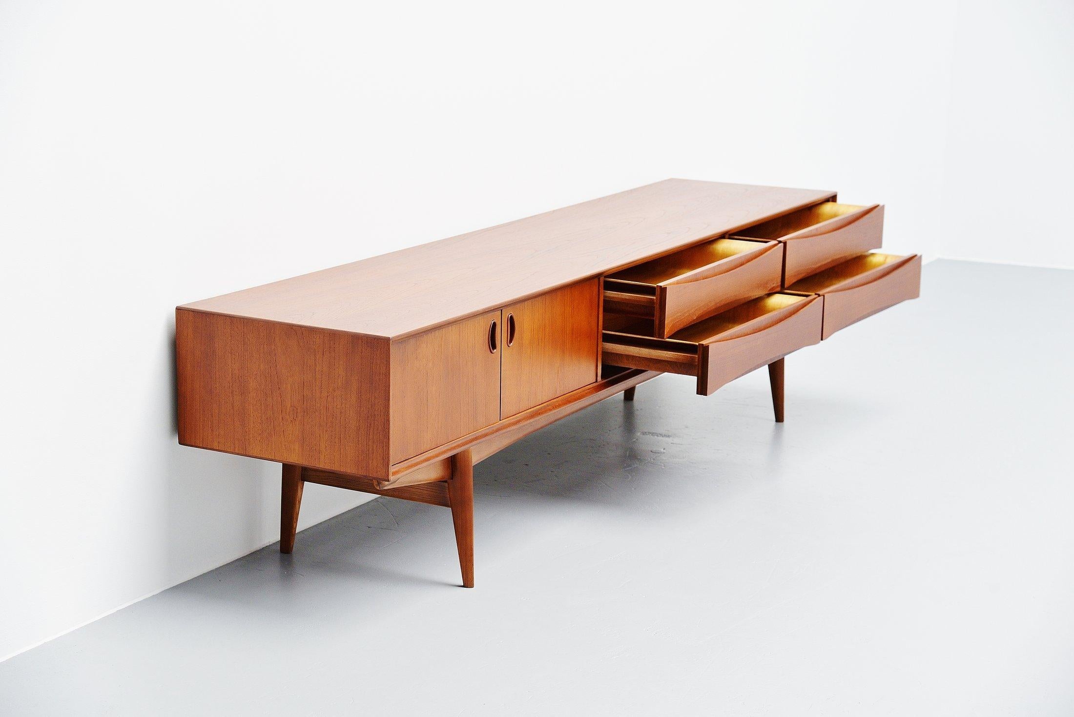 Teak Oswald Vermaercke Paola teak lowboard V-Form Belgium, 1959