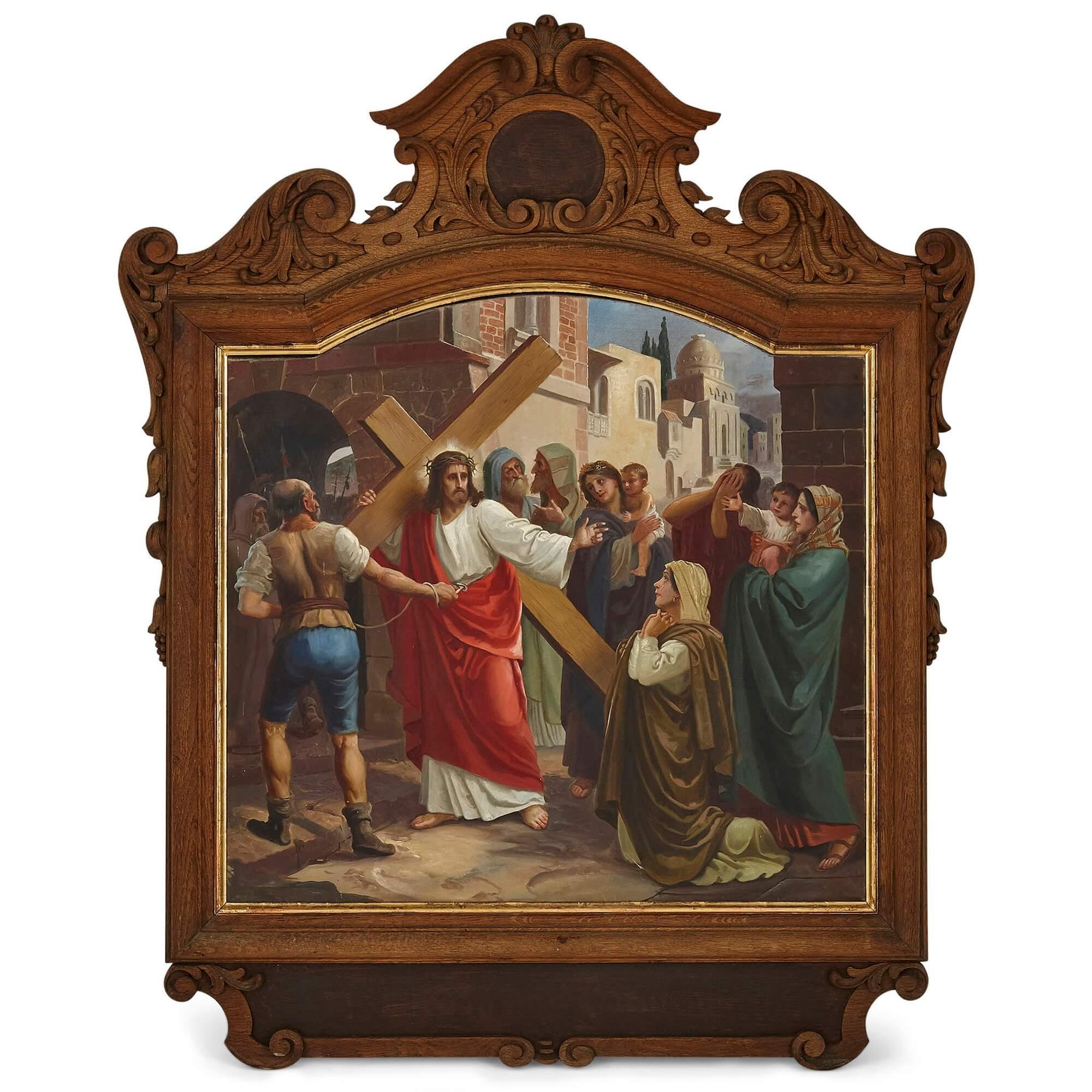 Complete Set of Stations of the Cross Oil Paintings by Völkel For Sale 2