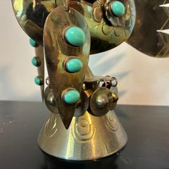 Scultura in ottone raffigurante un gallo di Oswaldo Guayasamín, design vintage, anni '70