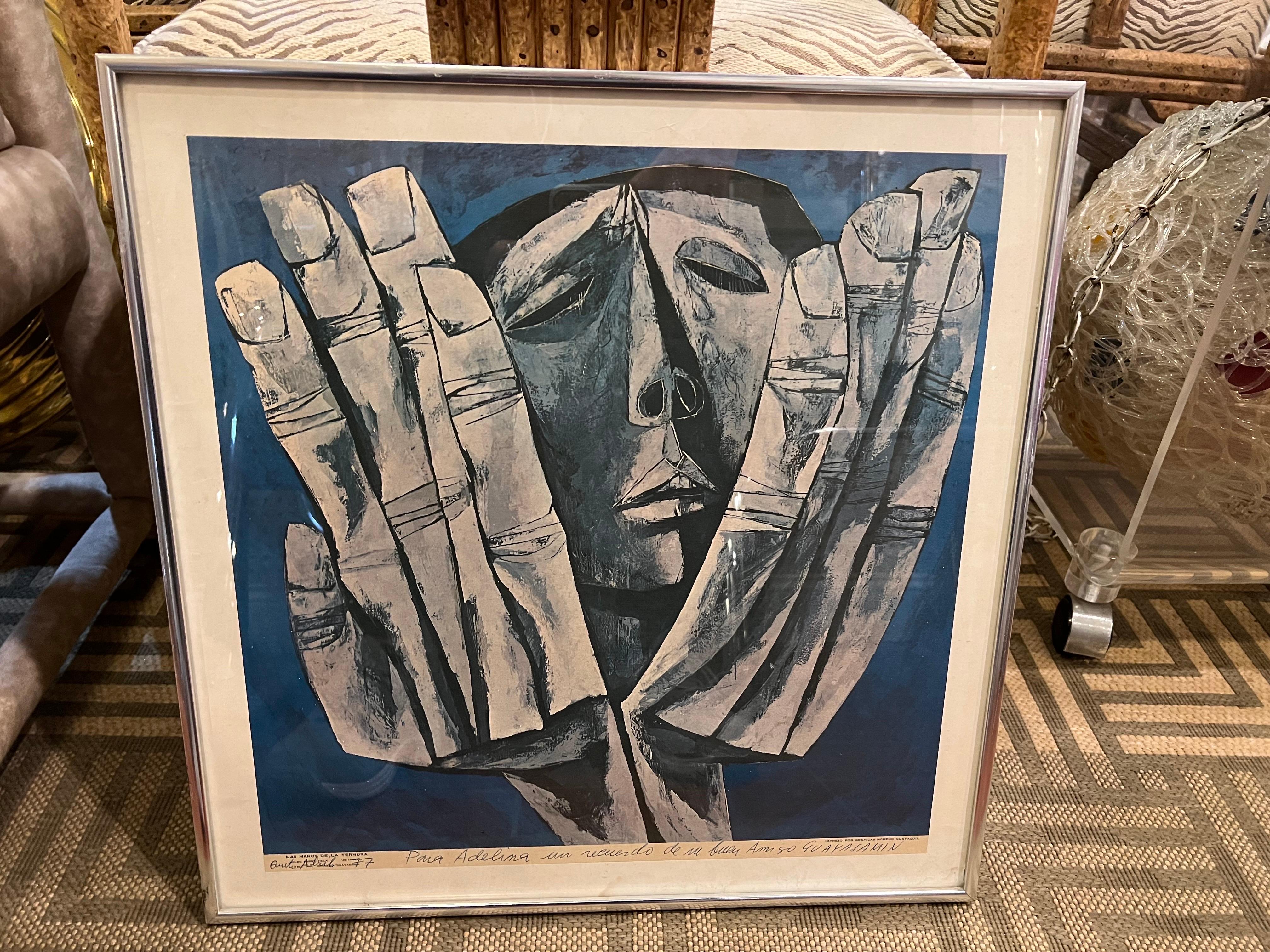 Impression signée Oswaldo Guyasamin « Les Manos de La Ternura » Bon état à Redding, CT