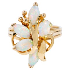 Vintage Circa 1970s Opal Cluster Ring 14 Carat Yellow Gold