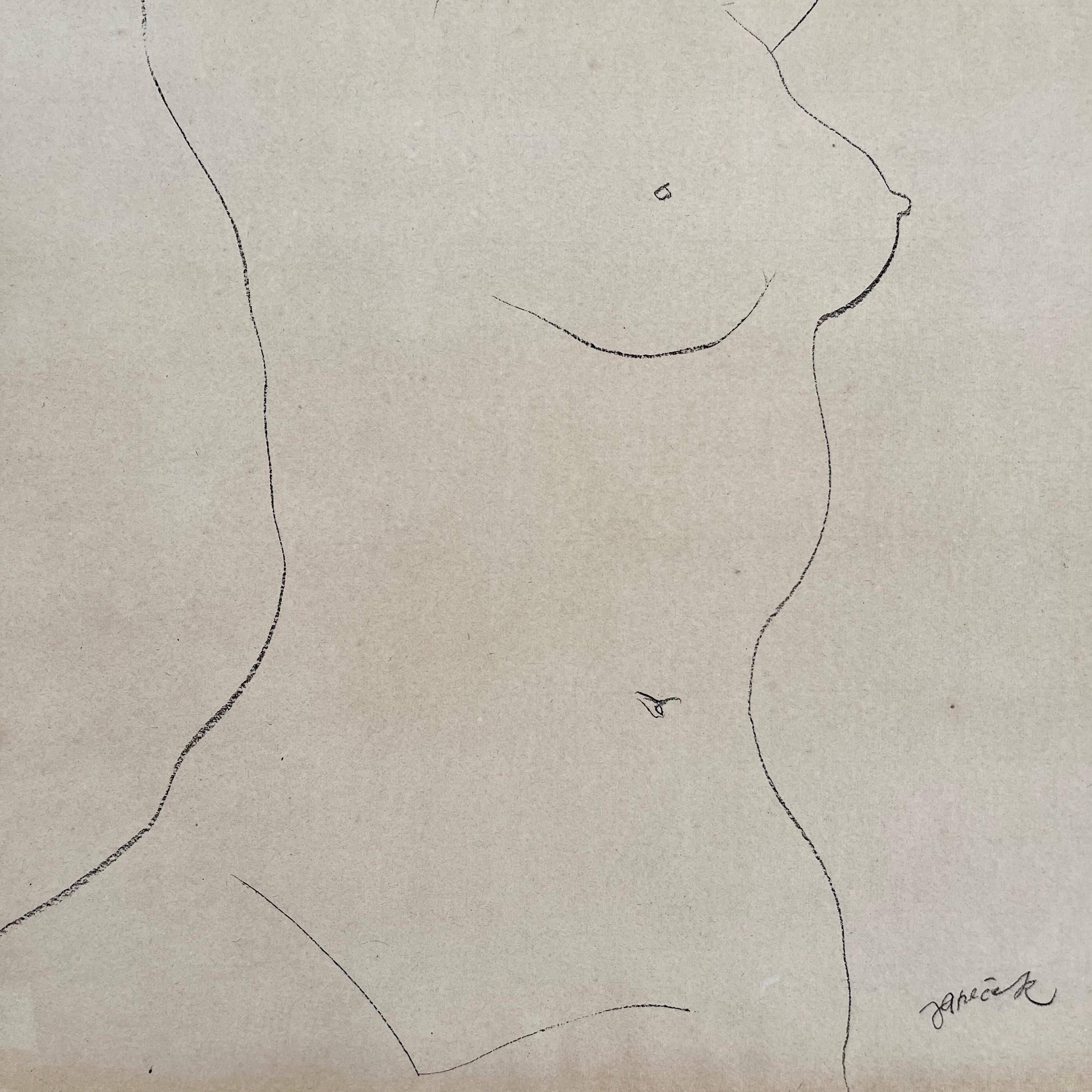 Ota Janeček (1919 - 1996) Desnudo recostado con los brazos levantados cica 1940 Checo en venta