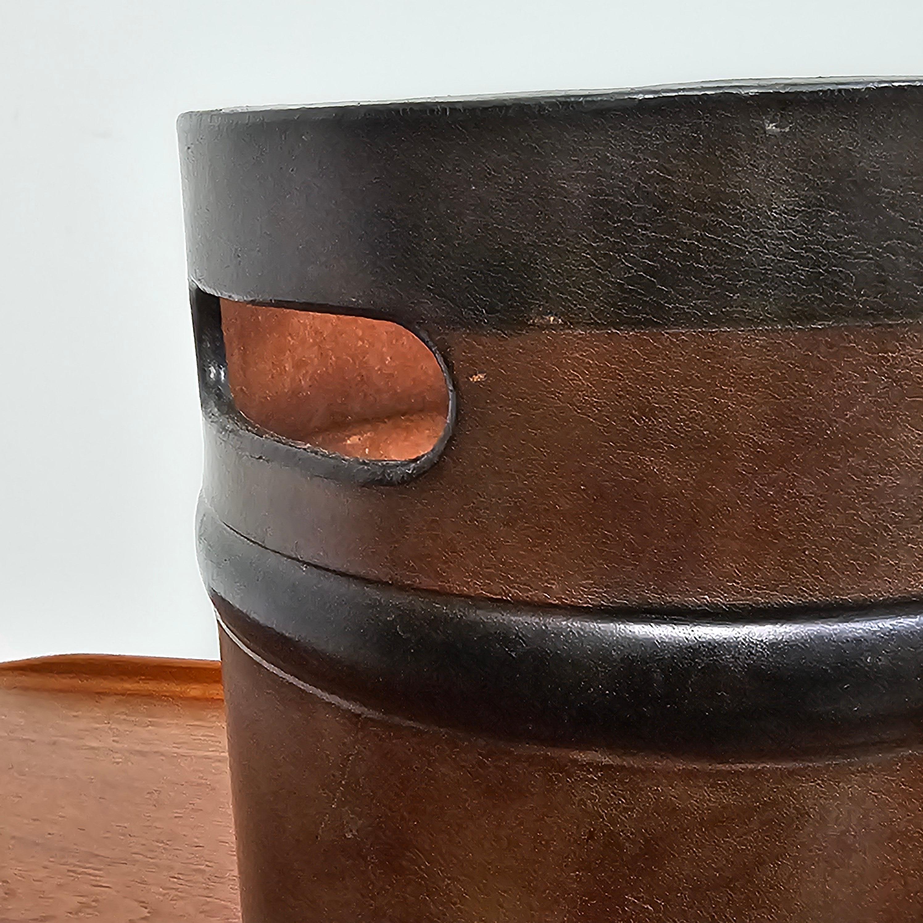 OTA Vintage leather paper waste bin For Sale 2