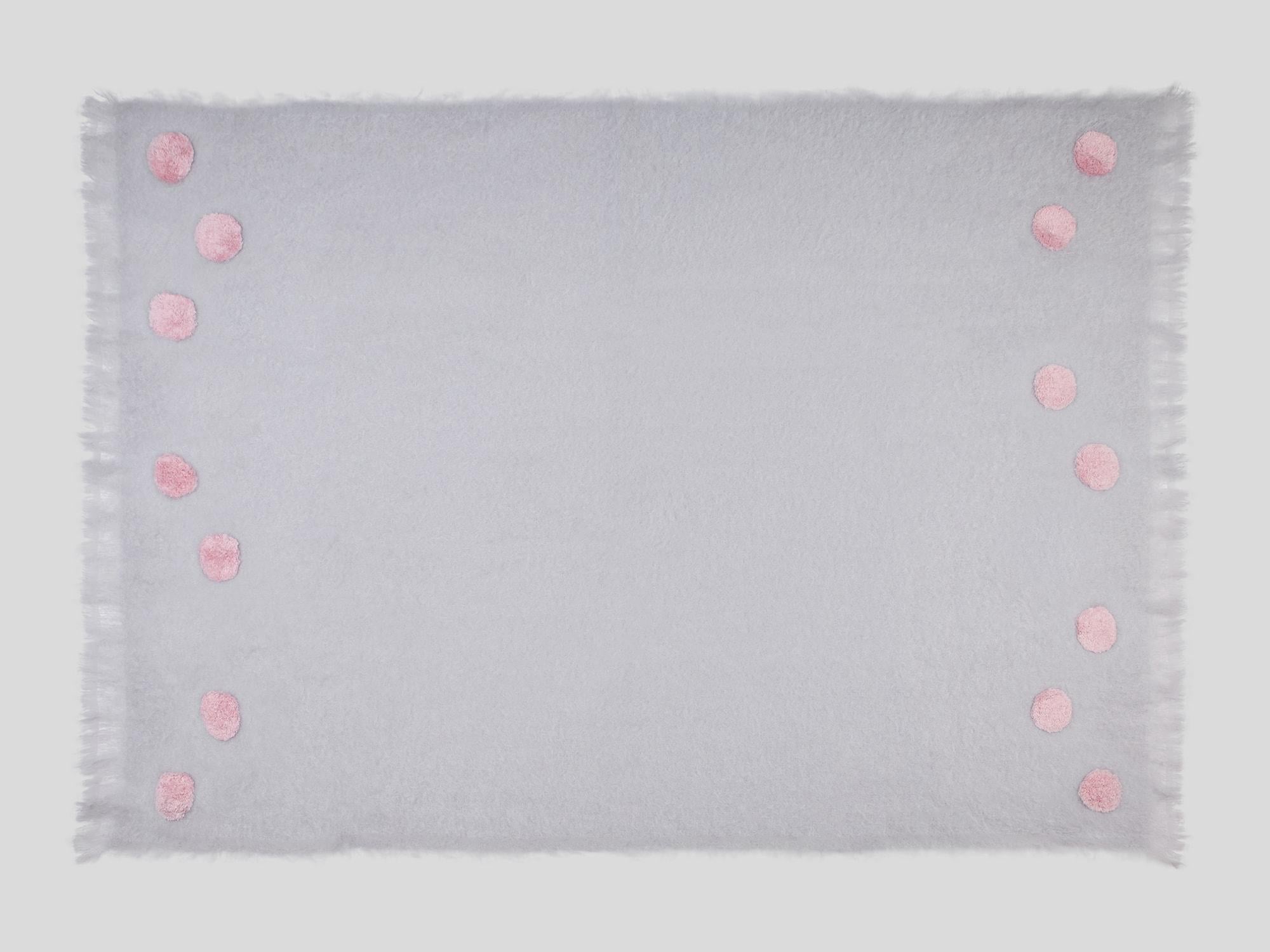 Contemporary Otago Hand Embroidered Pearl Grey Throw Blanket For Sale