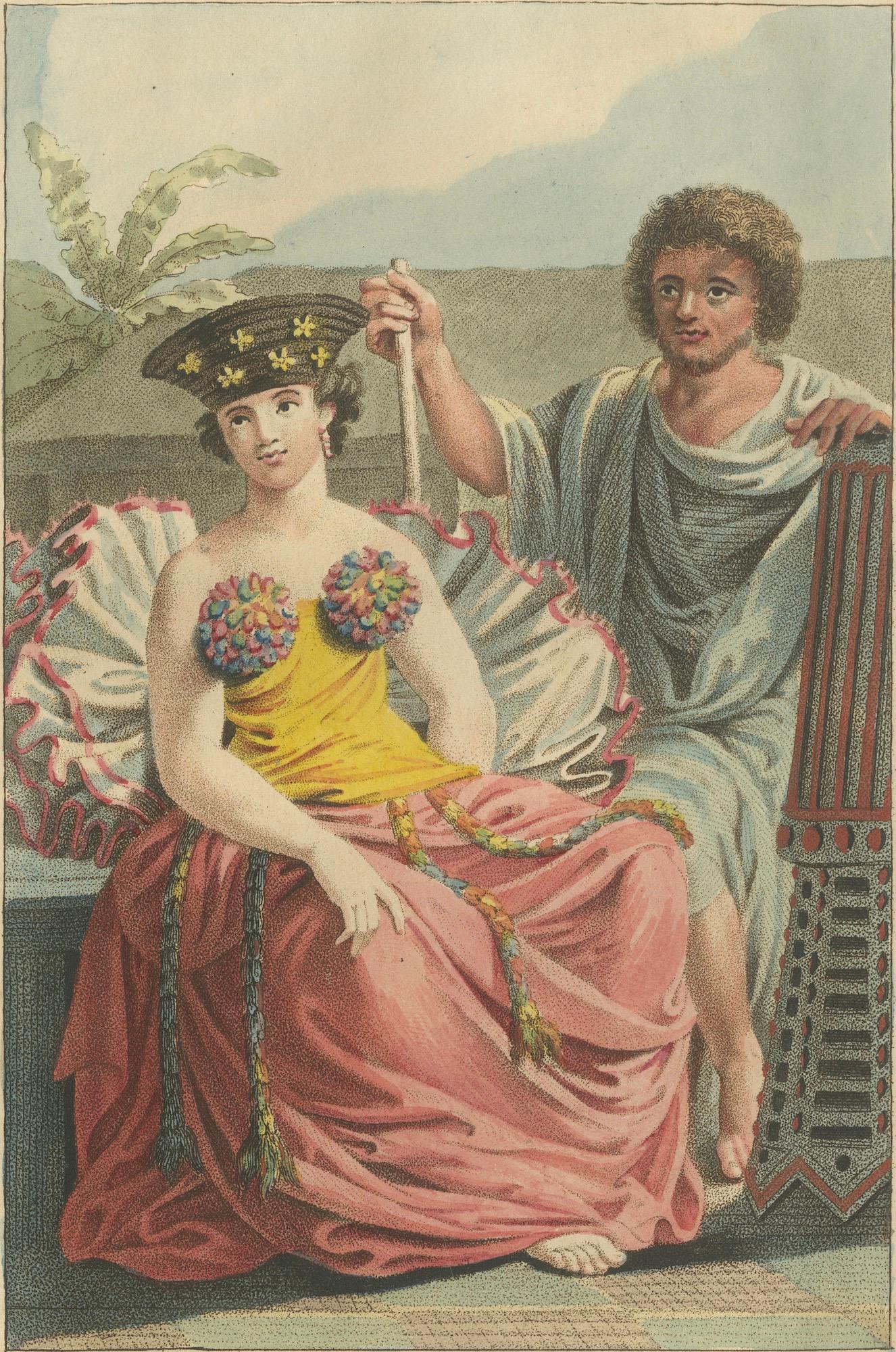 Otaheite Tahiti Couple in Native Dress – Hand-Colored Ethnographic Print, 1807