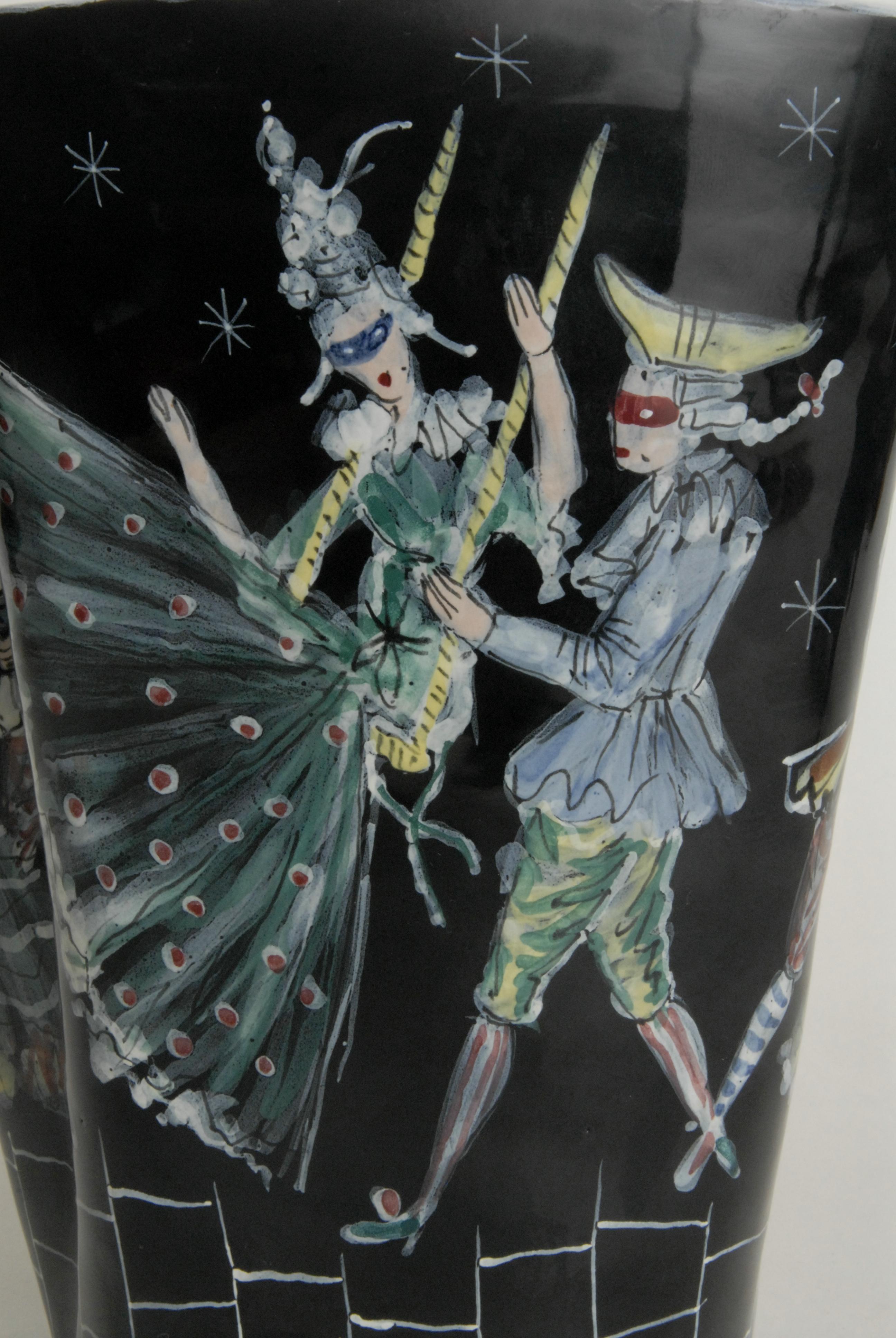 Otello Rosa, entworfene San Polo Venezia, Italien, Carnivale-Vase, 1955 im Angebot 3