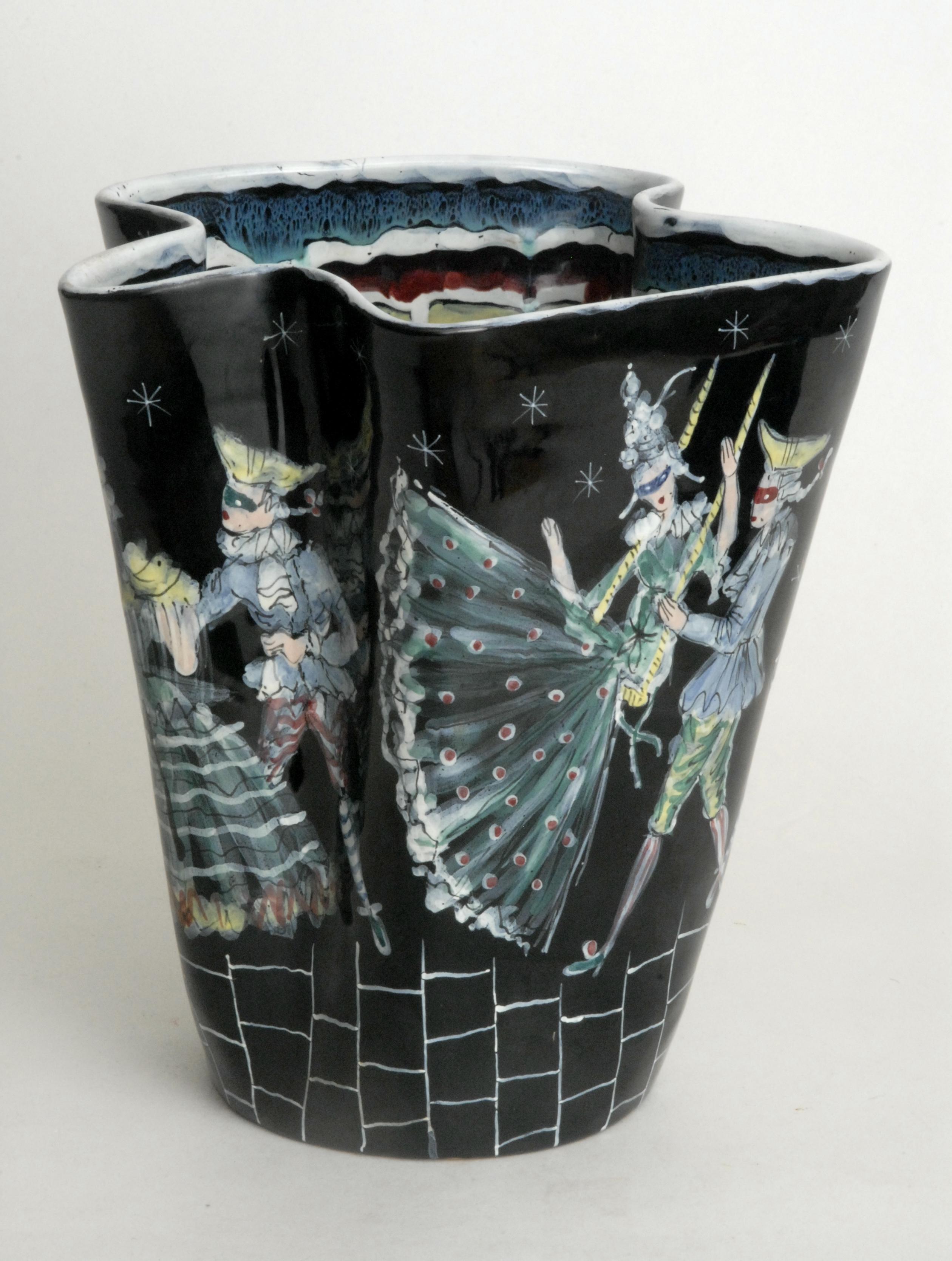 Otello Rosa, entworfene San Polo Venezia, Italien, Carnivale-Vase, 1955 im Zustand „Hervorragend“ im Angebot in Pymble, NSW