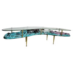 Otello Rosa Majolika-Couchtisch „Cinque Cavalli“ San Polo Venezia, Otello  Italien, 1952