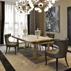 Otello Table in Calcatta and Marquina Marbles by Chiara Provasi