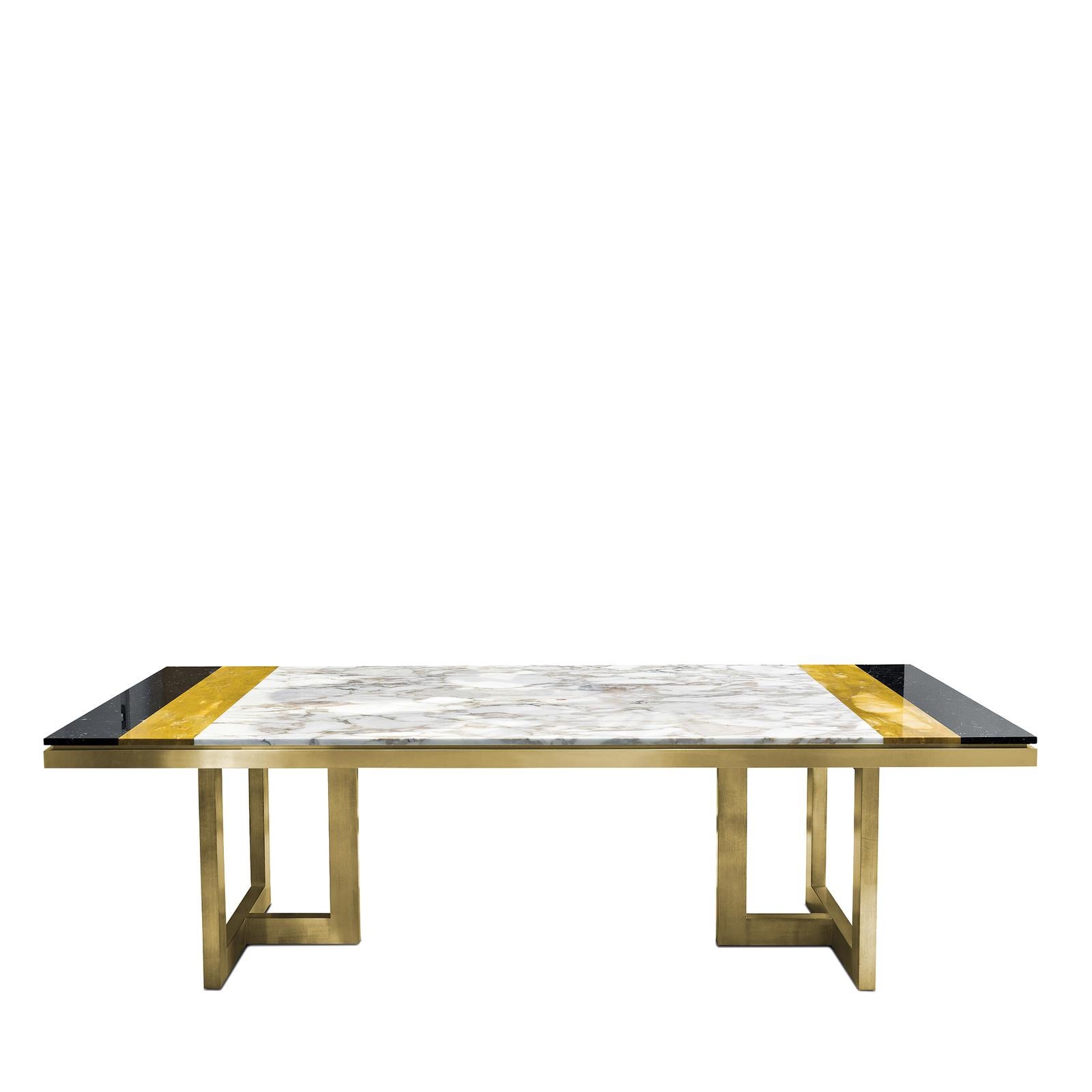 Italian Otello Table in Calcatta and Marquina Marbles by Chiara Provasi For Sale