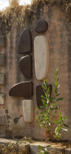 Otero Copper and Travertine Wall Sculpture by Aura Carpio