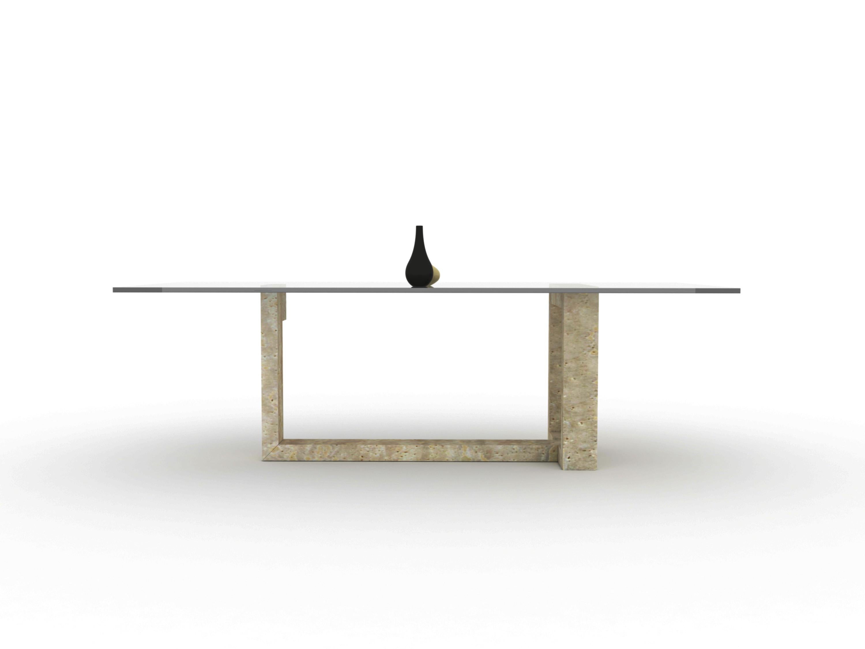 Moderne OTEYZA Table à manger design en marbre travertin Joaquín Moll Meddel en vente
