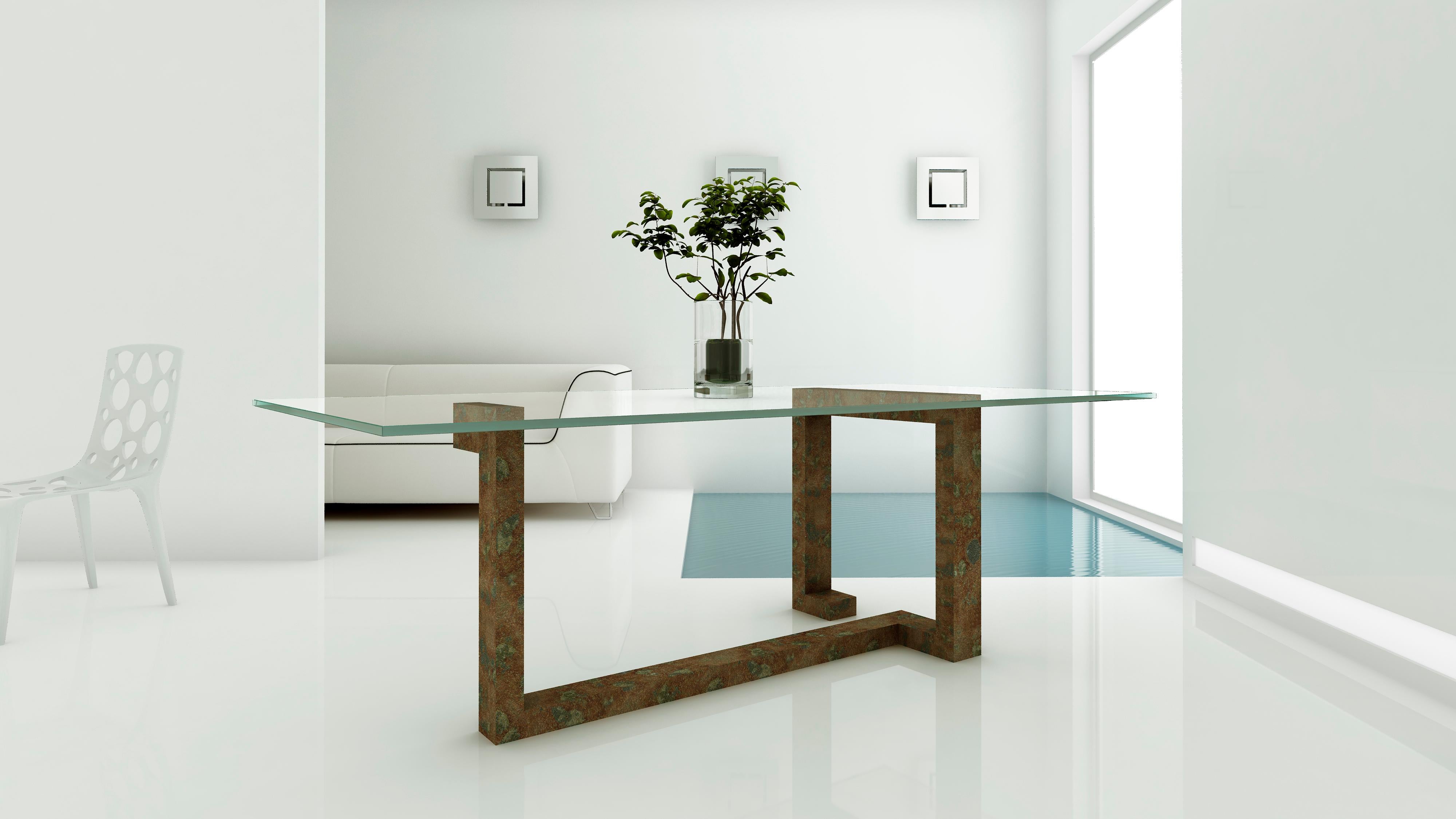 Modern Oteyza Marble Design Dining Table Travertine Joaquín Moll Meddel For Sale