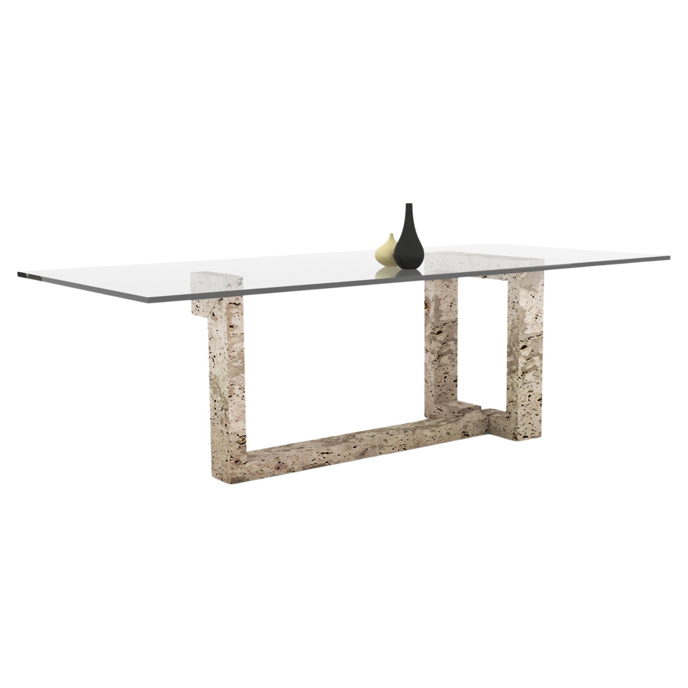 Oteyza Marble Design Dining Table Travertine Joaquín Moll Meddel For Sale